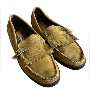 Ahh...Keds Womens 9M Green Suede Kiltie Buckle Cushion Insole Flat Loafers.